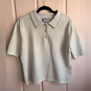 Milano Cream Polo with Pearl Accents SzL